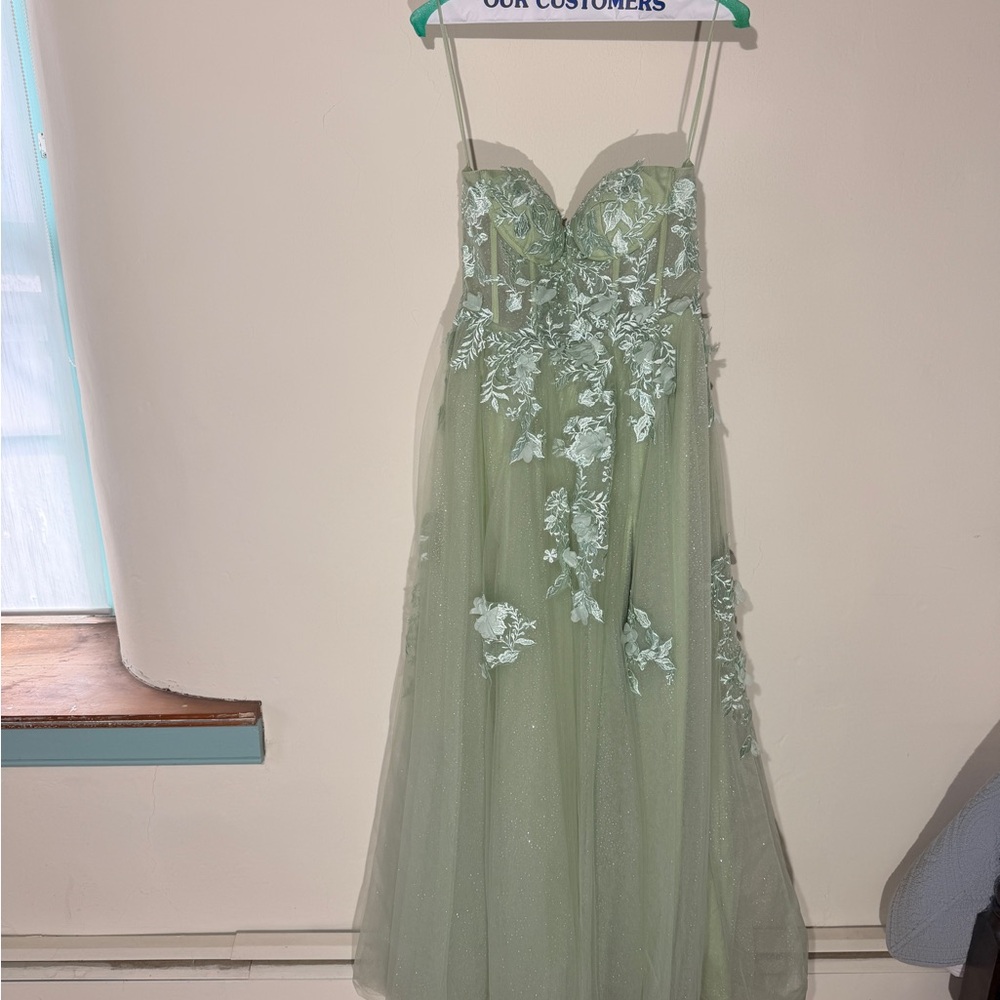 Elegant Green Floral Gown Prom Dress